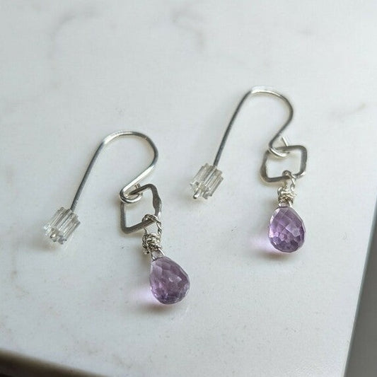 BEA JANERO Indian summer tiny earrings recycled sterling silver with brio Amethyst gemstones