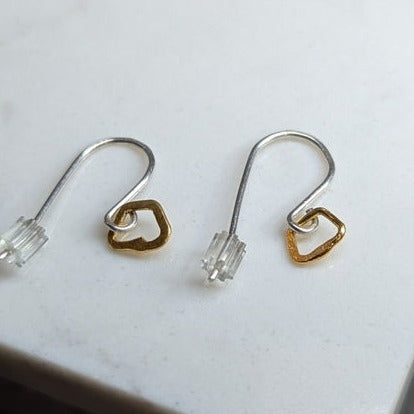 BEA JANERO Indian summer tiny hook earrings recycled sterling silver +24kt yellow gold vermeil