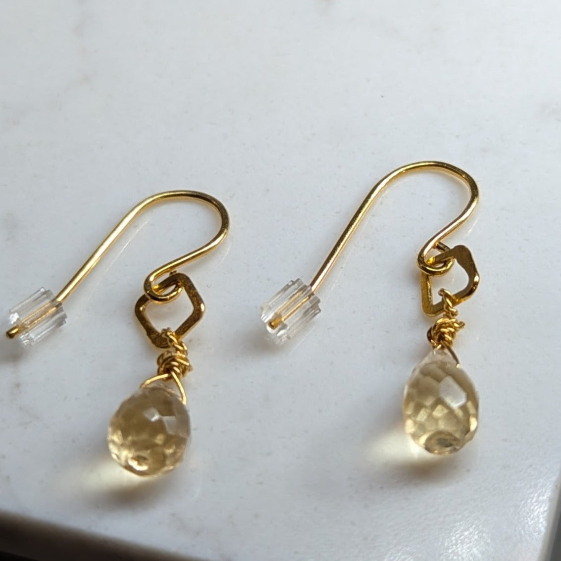 BEA JANERO Indian summer tiny earrings recycled 24kt yellow gold vermeil with brio Citrine gemstones