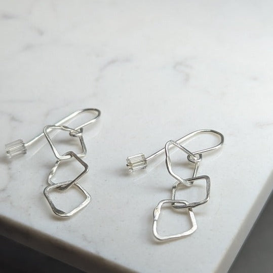 BEA JANERO Indian summer three link hook earrings recycled sterling silver