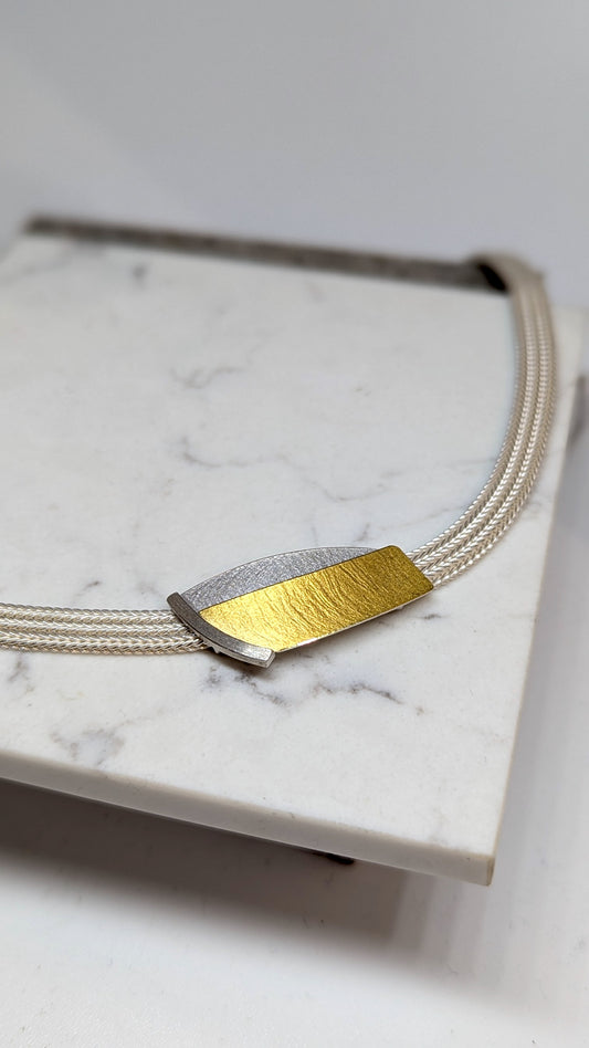 MANU   Sterling Silver and 22ct laminated yellow gold  necklace