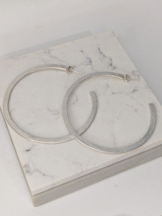 LUCY BURKE - large silver C hoops