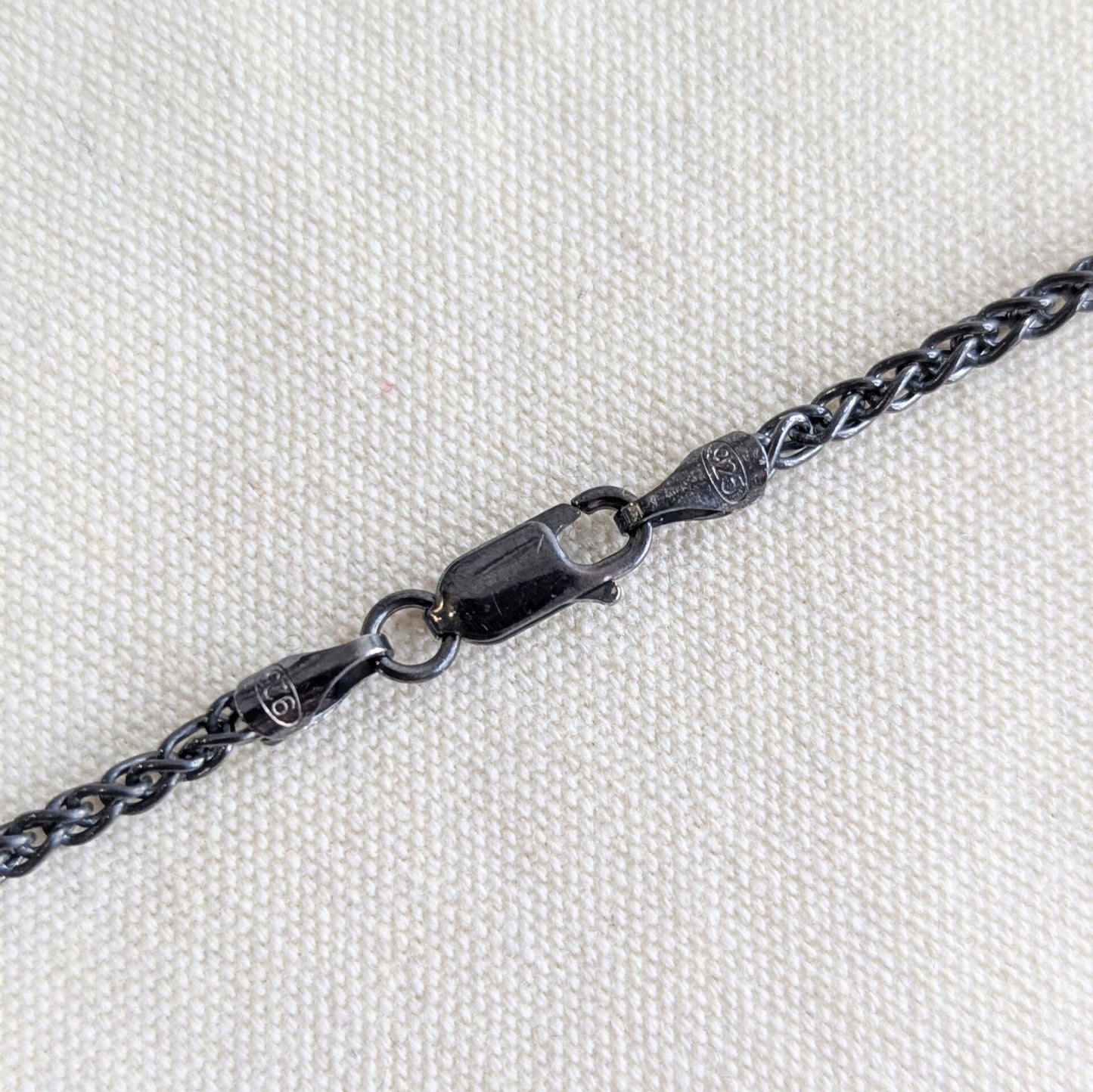ANNE MORGAN - Mother of Pearl erosion pendant on oxidised chain