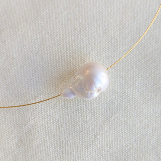 ANNE MORGAN - Baroque pearl and gold plated steel cable