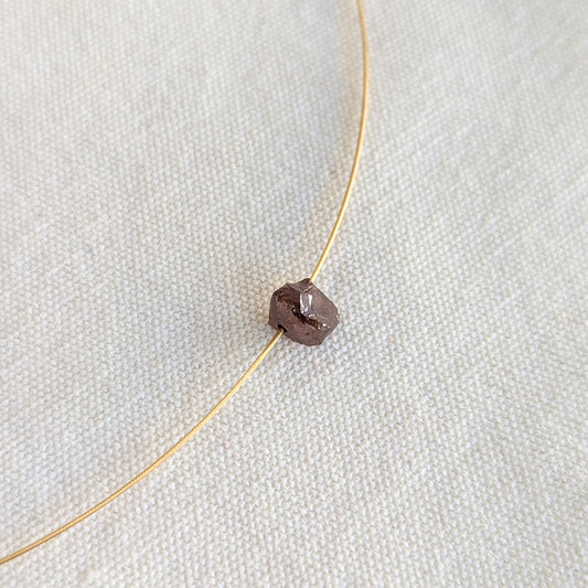 ANNE MORGAN - Uncut brown diamond on Gold Plated Steel Cable