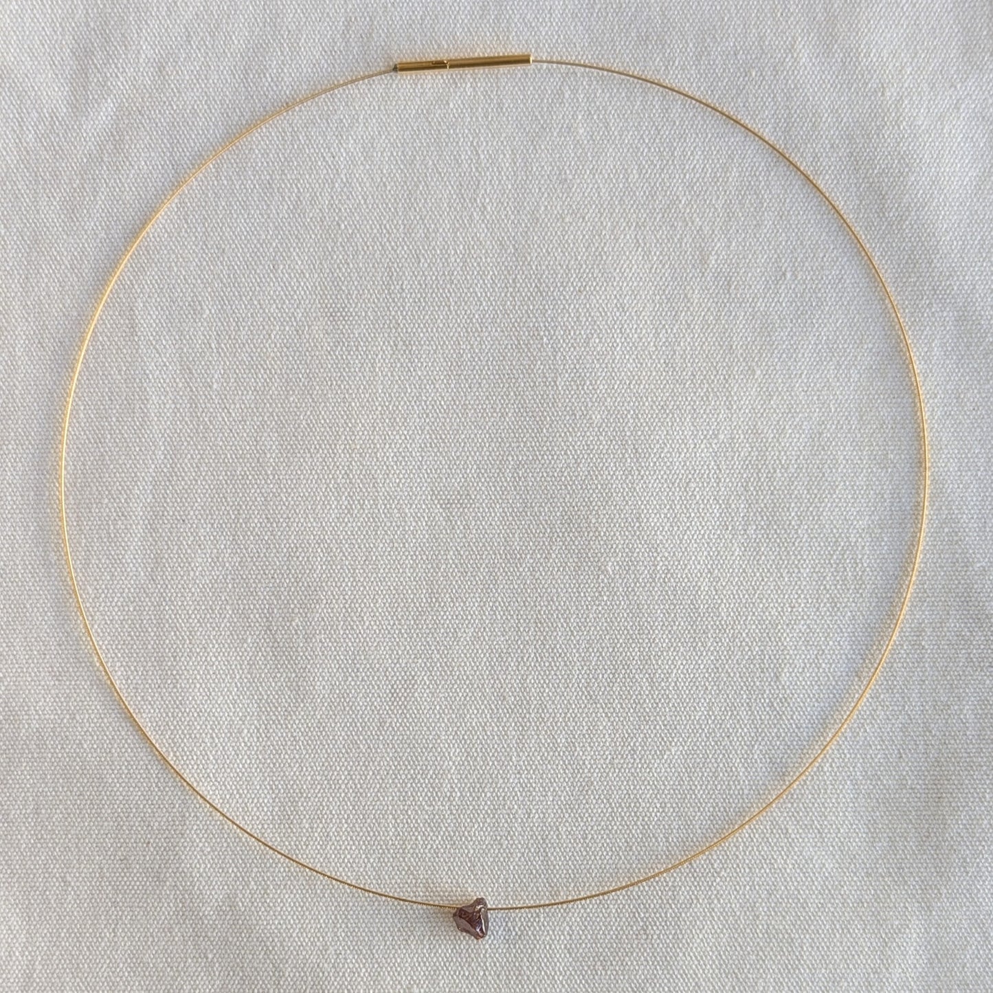 ANNE MORGAN - Uncut brown diamond on Gold Plated Steel Cable