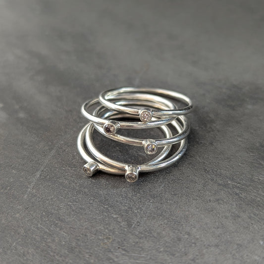 ANNE MORGAN - Moon Dust Ring, Sterling Silver & Lab Grown Diamond