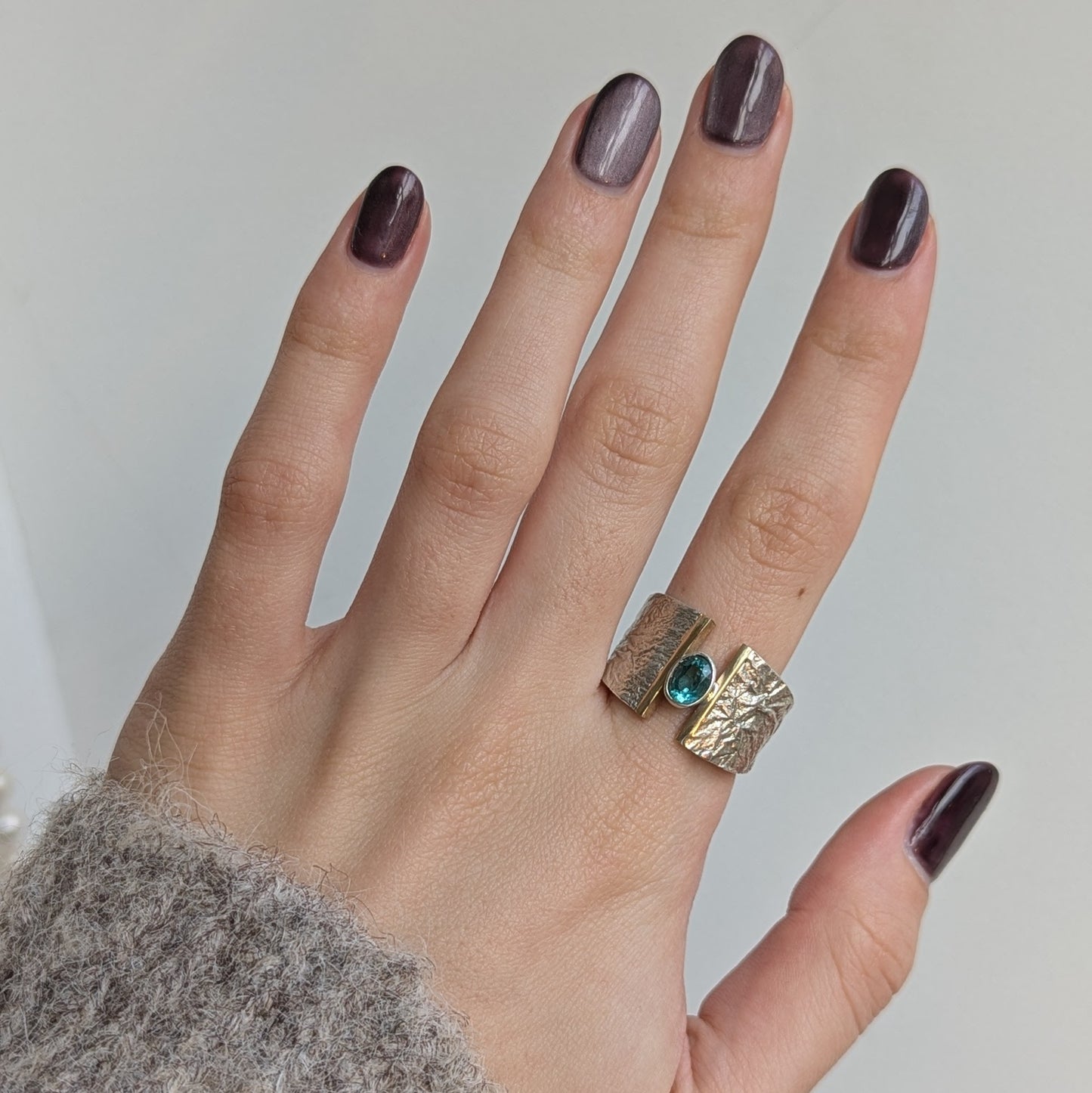 ANNE MORGAN - Luna Desire Ring, Sterling Silver & 9ct Yellow Gold - Emerald