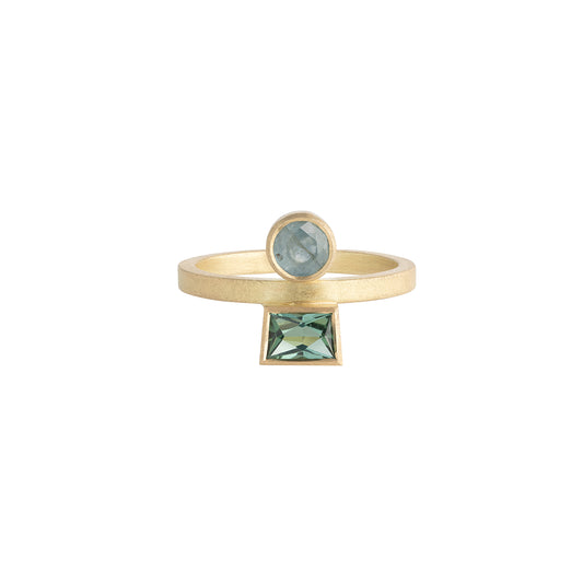 ALMA SOPHIA - Reflection Ring II with Sapphire & Tourmaline - 18ct Yellow gold