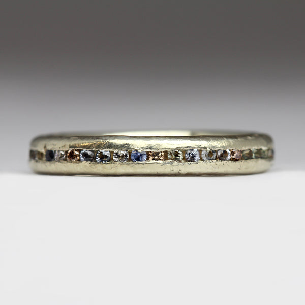 JUSTIN DUANCE - Sandcast Comfort (9ct White Gold) Sapphire & Brown Diamond Eternity Ring