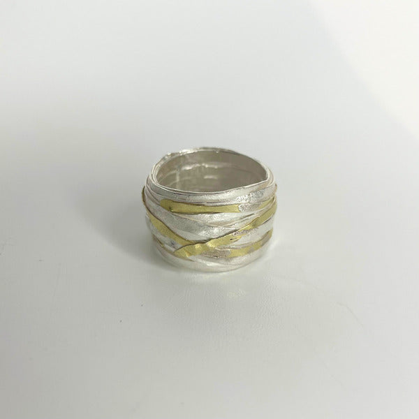 SHIMARA CARLOW- 1mm silver and gold wrap ring