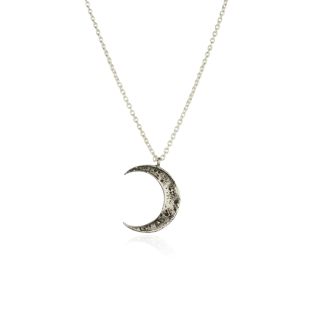 MOM0CREATURA - Crescent moon necklace Oxidised Silver 