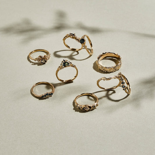 CHARLOTTE ROWENNA - Rowan Ring with 2 Diamonds - 9ct Yellow Gold, Size - M1/2