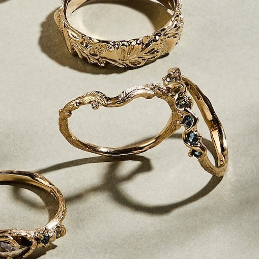 CHARLOTTE ROWENNA - Rowan Ring with 2 Diamonds - 9ct Yellow Gold, Size - M1/2