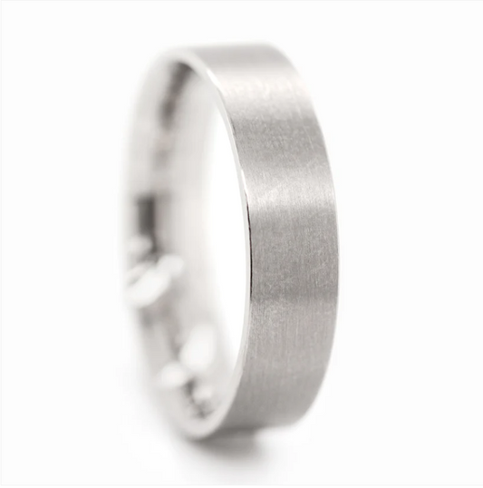 NIESSING - 5.5mm Rectangular Round Shank Profile Ring - 18ct Grey Gold Silk Matt (AOYNTRR5.5G-8)