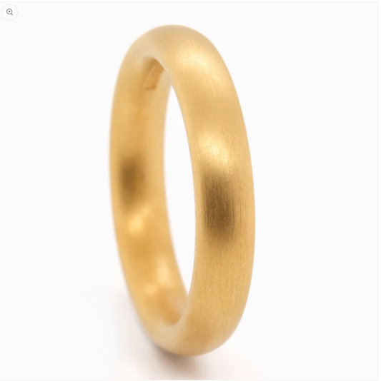 NIESSING - 4mm Oval Voluminous Shank Profile Ring - 21ct Yellow Gold Silk Matt