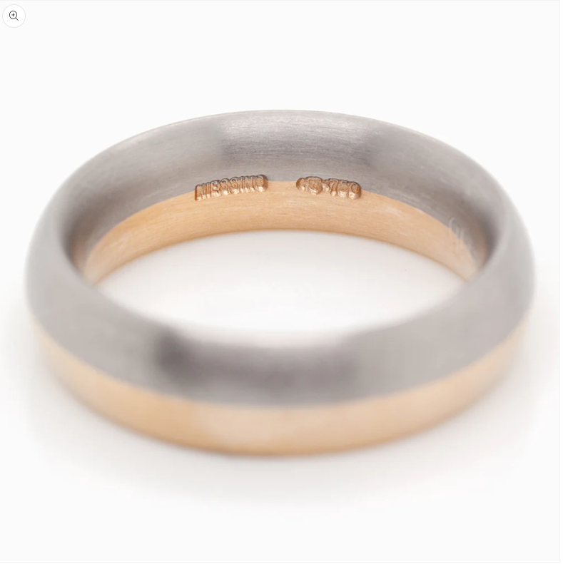 NIESSING - 6mm Oval Shank Profile Ring - 18ct Grey & Red Gold Silk Matt