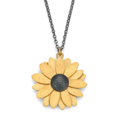 DIANA GREENWOOD  Necklace. Silver, gold plated Rudbeckia Flower