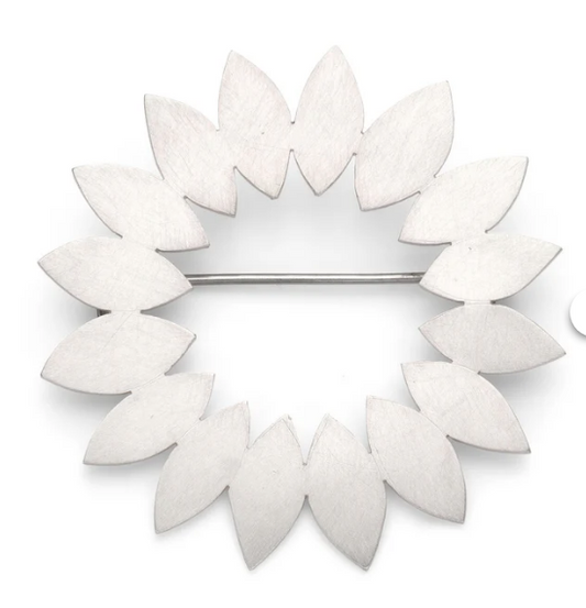 DIANA GREENWOOD - Sixteen petals flower brooch, Silver