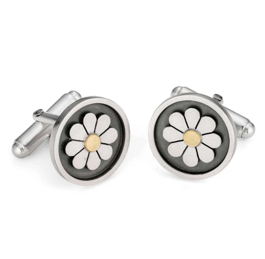 DIANA GREENWOOD - Framed Daisy Cufflinks, silver