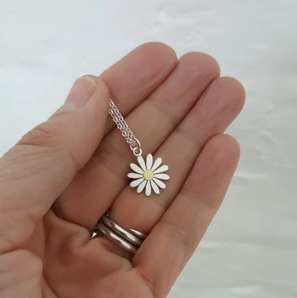 DIANA GREENWOOD - Aster Flower pendant, Silver, 18ct gold