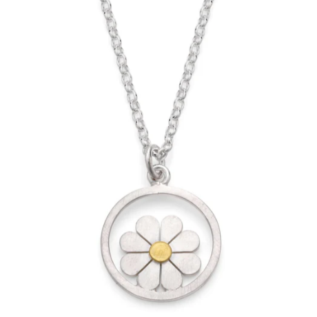 DIANA GREENWOOD  Framed Daisy pendant, silver, 18ct gold