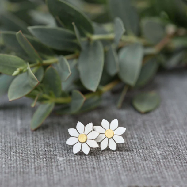 DIANA GREENWOOD - Little Dahlia Earrings, Silver & 18ct gold