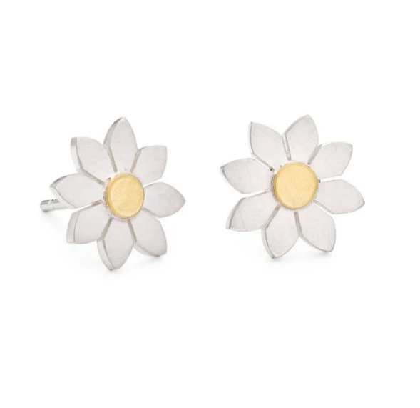 DIANA GREENWOOD - Little Dahlia Earrings, Silver & 18ct gold