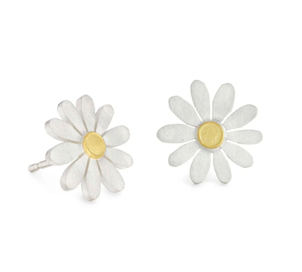 DIANA GREENWOOD - Little Aster earrings, silver & 18ct gold