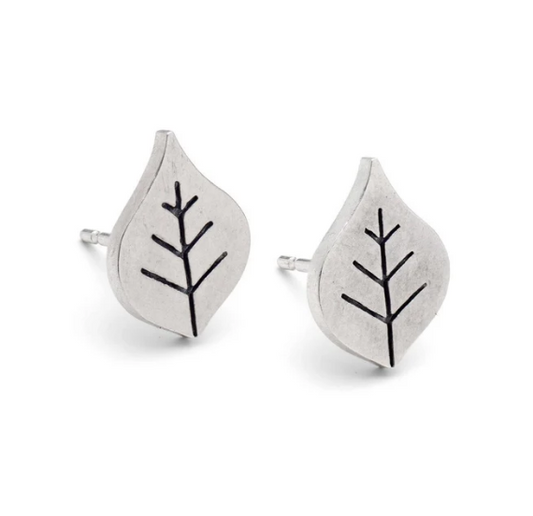 DIANA GREENWOOD - Silver beech leaf earrings