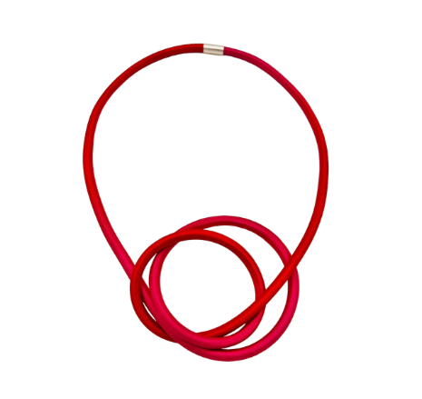 GILLY LANGTON  Knot necklace- Hot pink/cherry