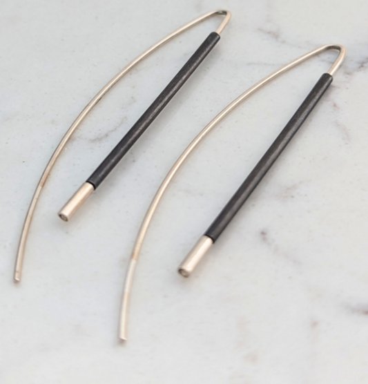 WIKTOR JEWELLERY - Silver Oxidised Drop Earrings