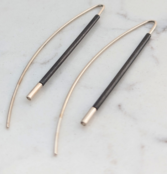 WIKTOR JEWELLERY Sterling Silver Oxidised Drop Earrings