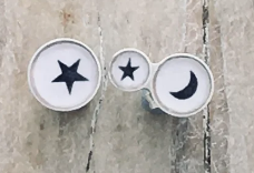 CLARE COLLISON - Offset Sterling Silver Studs - Stars and Moons