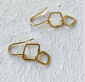 BEA JARENO - Indian Summer Signature Irregular 2 Link Hook Earrings 24ct Yellow Gold Vermeil