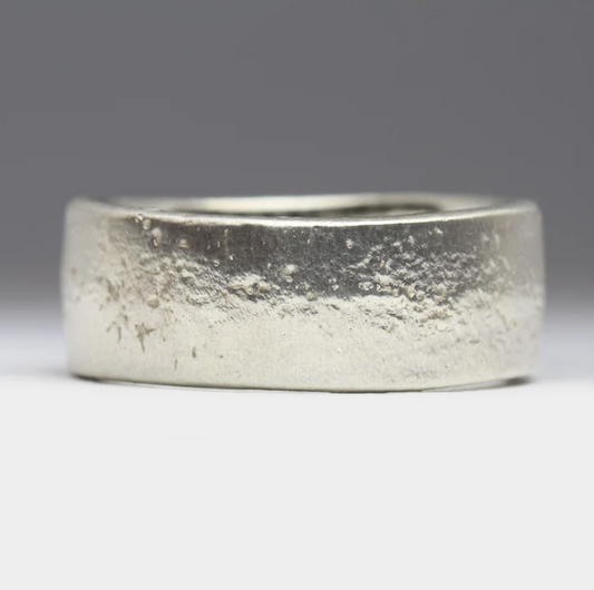 JUSTIN DUANCE - 9mm Silver Flat Sandcast Comfort Ring