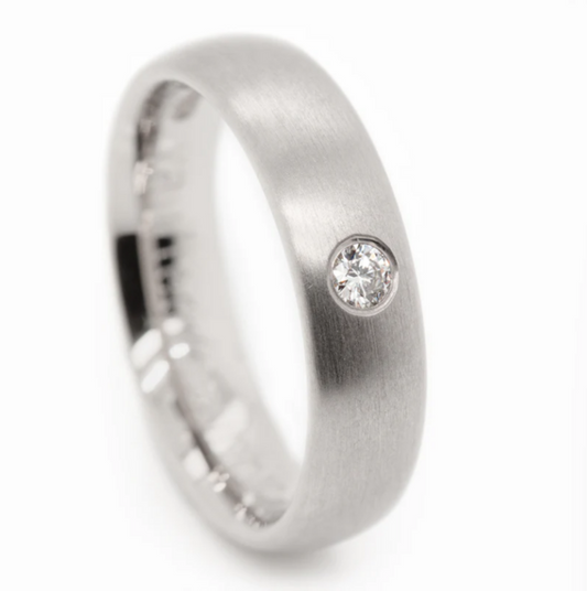 NIESSING - 5mm Diamond Vaulted Round Shank Profile Ring - 18ct Grey Gold Silk Matt