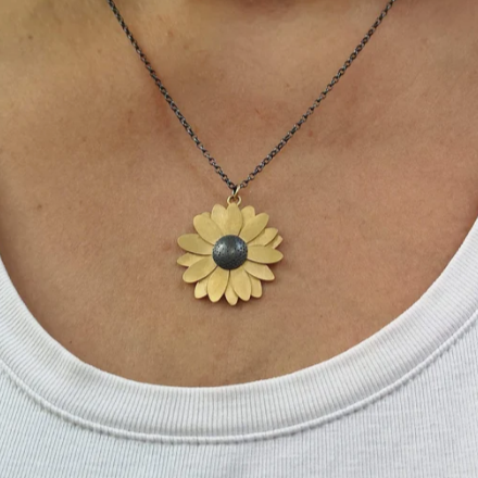 DIANA GREENWOOD  Necklace. Silver, gold plated Rudbeckia Flower