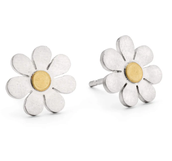 DIANA GREENWOOD Forget me not earrings, silver & 18ct gold