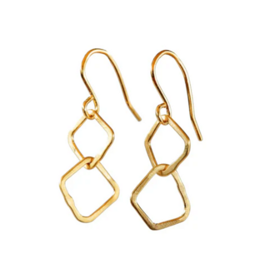 BEA JARENO Indian summer two  irregular links hook earrings recycled 24ct yellow gold vermeil