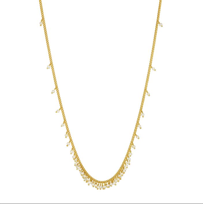 KATE WOOD - Graduated row necklace, pearl, yellow gold vermeil