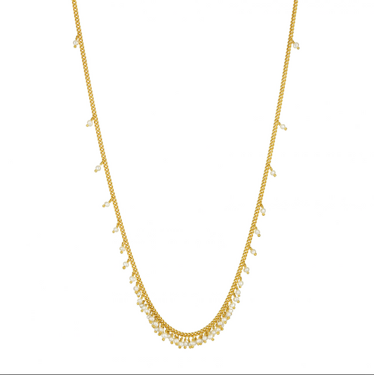 KATE WOOD - Graduated row necklace, pearl, yellow gold vermeil