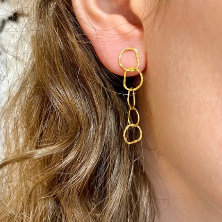 BEA JARENO Afiok five link signature textured links recycled 24kt yellow gold vermeil