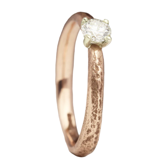 JUSTIN DUANCE - Rose gold and White Diamond Solitaire Ring