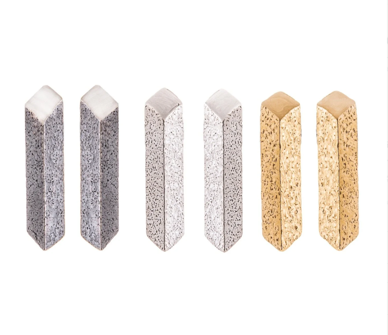 LUCY THOMPSON - Angled Bar studs -  large, silver