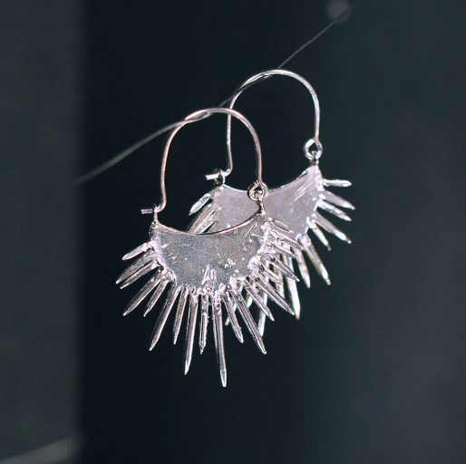 SLAB - Morano Spiked Halo Earrings, Sterling Silver