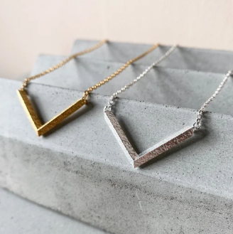 LUCY THOMPSON - Angled Chevron Necklace, Gold Plated