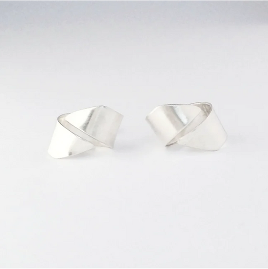 JODIE HOOK - Ribbon End Stud Earrings, Sterling Silver