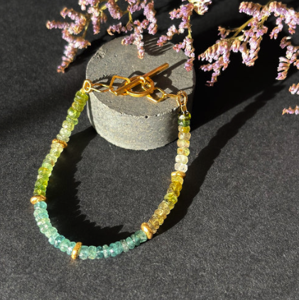 BEA JARENO - Indian Summer Tourmaline Beaded Bracelet, Gold Vermeil