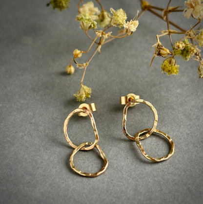 BEA JARENO - Afiok Two Link Studs, 24ct Gold Vermeil